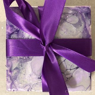 coaster set - wrapped in a bow, purple