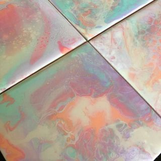 4 coasters - light, white, pink marble design